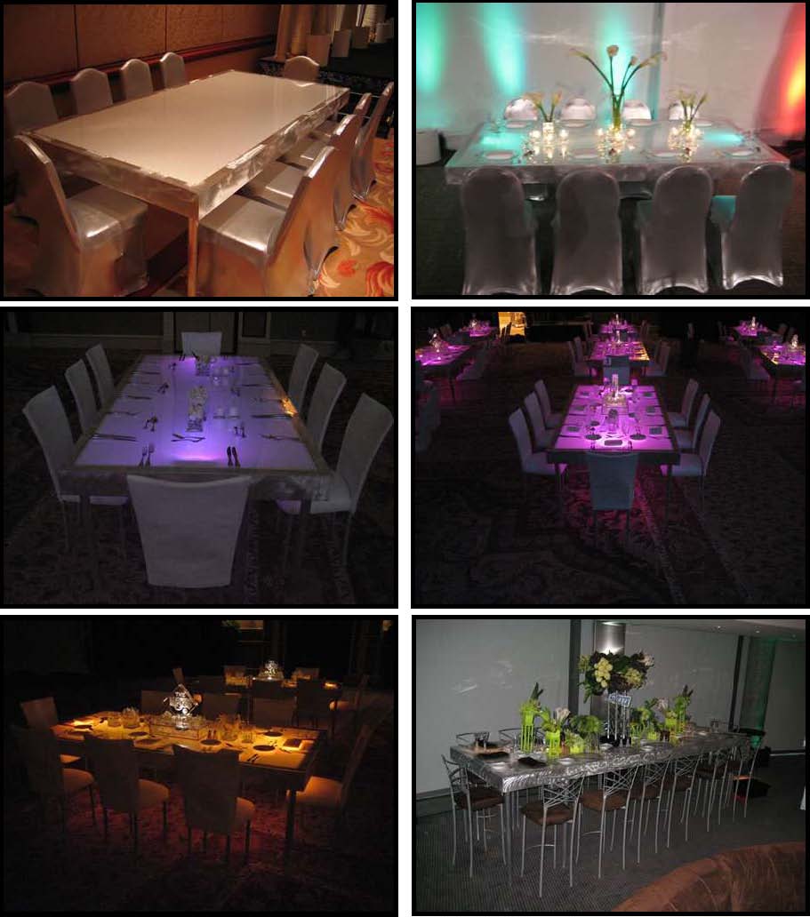 illuminated dinner tables 4 feet x 8 feet